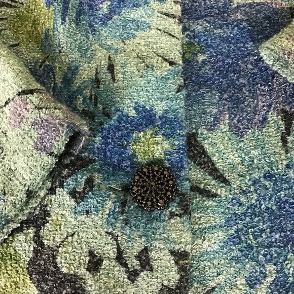 Susan Graver 3 Button Sparkly Blue Floral Swing Blazer Jacket Women's La… - Picture 5 of 7